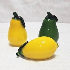Set Of Three Vintage Decorative Hand Blown Glass Fruits